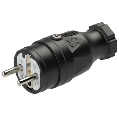 Tragbarer Gummistecker mit Erdungsstift 16A 2P+Z 230V IP44 schwarz