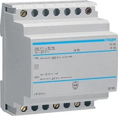 Transformador de seguridad 12V/1 33A o 24V/0 67A