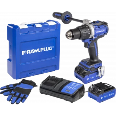 Trapano avvitatore a percussione 18V 100 Nm 2 batterie 5,0 Ah caricabatterie 6,5 A Valigia RAWLCASE