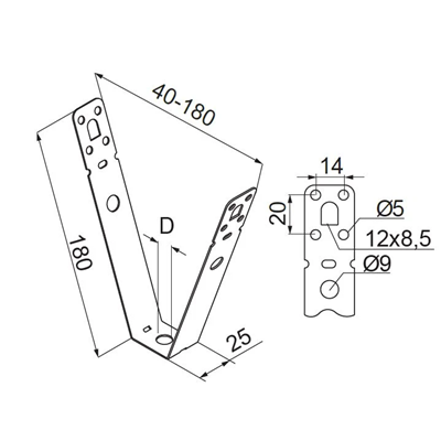 Trapezoidal hanger, WT180M6