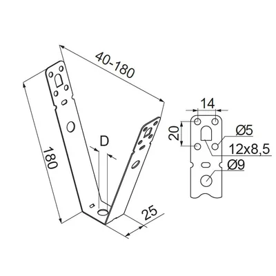 Trapezoidal hanger, WT180M8