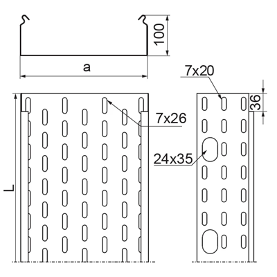 Tray, KOJ100H100/3 N