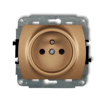 TREND Single socket mechanism with grounding 2P+Z (current path shutters) gold metallic