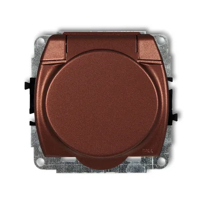 TREND Splash-proof socket mechanism with grounding 2P+Z (brown metallic flap, current path shutters)