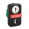 Triple button white/STOP/black plastic spring return up/STOP/down