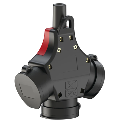 Triple schuko rubber socket with a plug 16A 2P+E 230V IP44, 5-pole input terminal