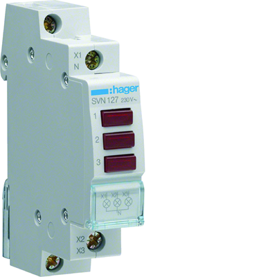 Triple signal lamp, red 230V AC