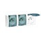 Triple socket-outlet with grounding, splash-proof IP54, transparent flap 16A, 230V, screw terminals, white