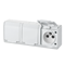 Triple socket, surface-mounted, with earthing white+smoke, IP44 HERMES