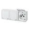 Triple socket, surface-mounted, with earthing white+smoke, IP44 HERMES