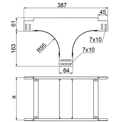 TRSBNJ200H60 Raccordo a T riduttore simmetrico, spessore lamiera - 1 mm