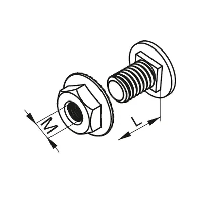 Truss head screw + serrated nut, SGKFM10x20