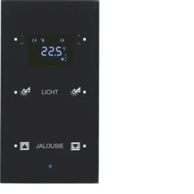 TS KNX 2-fold sensor with temperature regulator configurable glass black