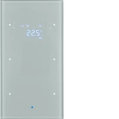 TS KNX 2-fold sensor with temperature regulator glass aluminum