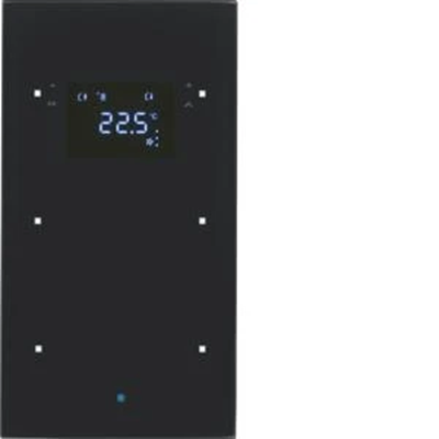 TS KNX 2-fold sensor with temperature regulator glass black