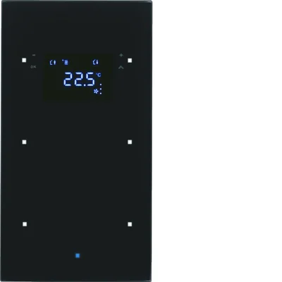 TS KNX capteur double avec régulateur de température verre noir
