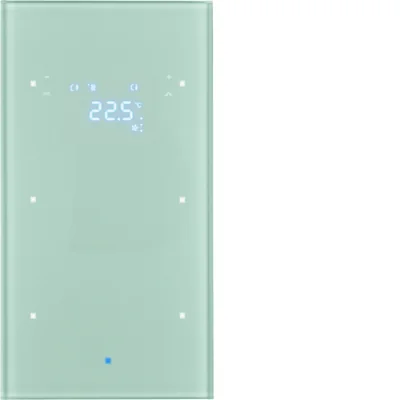 TS KNX Sensor 2-krotny z regulatorem temperatury szkło aluminium