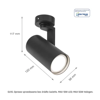 Цоколь MADARA MINI II GU10 GU10 250V IP20 56x120x117mm ЧОРНИЙ