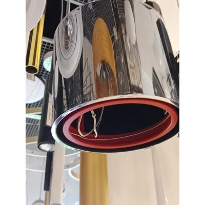 Tube 111 overhang pendant lamp chrome red cable