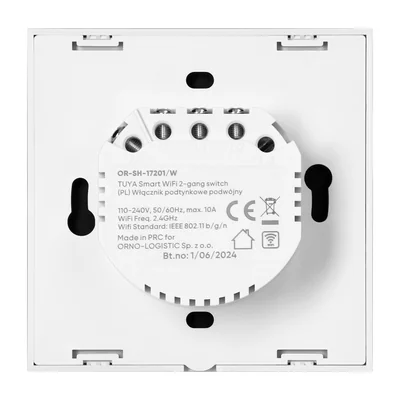 Tuya Smart Home double Wi-Fi flush-mounted switch, white