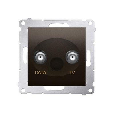 TV-DATA socket two output ports type "F" (module) brown matt metallic