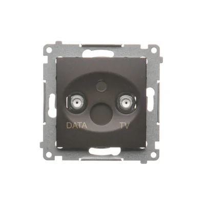 TV-DATA socket two output ports type "F" (module) brown matt metallic