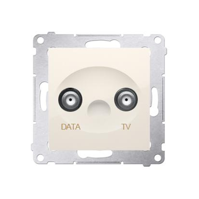 TV-DATA socket two output ports type "F" (module) cream