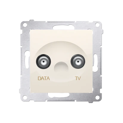 TV-DATA socket two output ports type "F" (module) cream