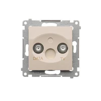 TV-DATA socket two output ports type "F" (module) cream