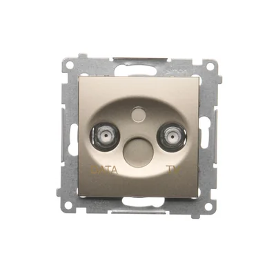 TV-DATA socket two output ports type "F" (module) golden metallic