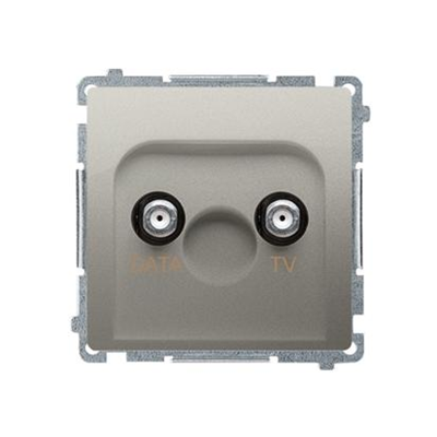 TV-DATA socket two output ports type "F" (module) metallic satin