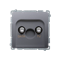 TV-DATA socket, two output ports, type "F" (module), metallic stainless steel