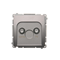 TV-DATA socket, two output ports, type "F" (module), metallic stainless steel