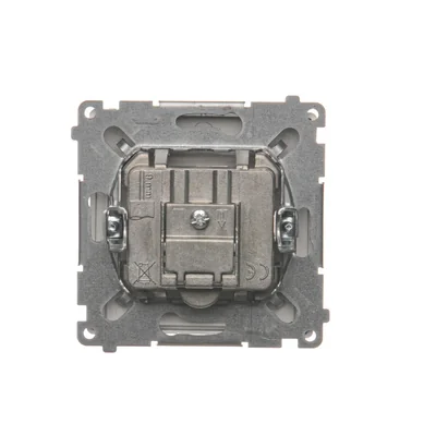 TV-DATA socket, two output ports, type "F" (module), metallic stainless steel