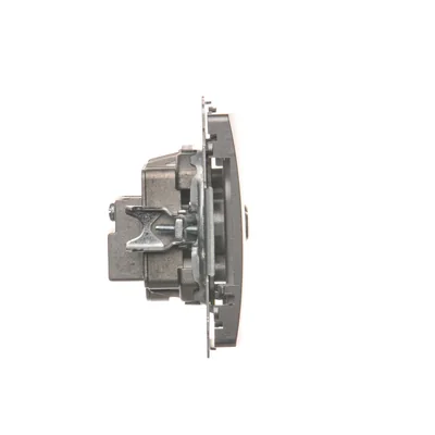 TV-DATA socket, two output ports, type "F" (module), metallic stainless steel