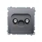 TV-DATA socket, two output ports, type "F" (module), metallic stainless steel