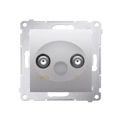 TV-DATA socket two output ports type "F" (module) silver metallic