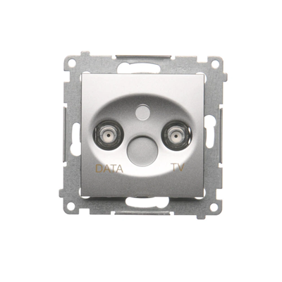 TV-DATA socket two output ports type "F" (module) silver metallic