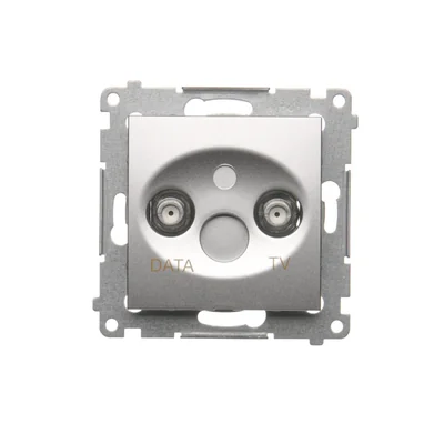 TV-DATA socket two output ports type "F" (module) silver metallic