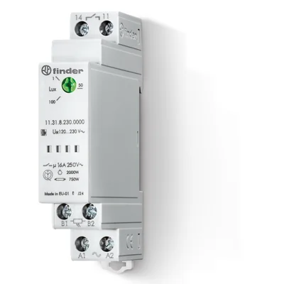 Twilight modular relay with sensor 1Z 16A 230V AC 1-100lx IP20/IP54