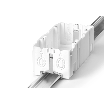 Two-pole installation box for wiring trunking fi60mm 48x71x142mm white