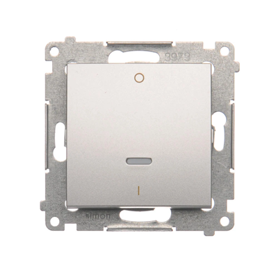 Two-pole switch with LED backlight (module) 10A, 250V, quick connectors, silver (metallic)