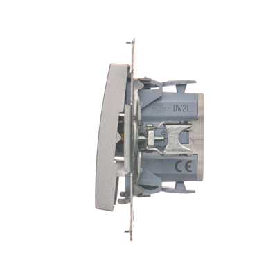 Two-pole switch with LED backlight (module) 10A, 250V, quick connectors, silver (metallic)