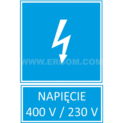 TZI plate - VOLTAGE 400V/230V 52x74mm blue