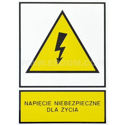 TZO plate - LIFE DANGEROUS VOLTAGE 148x210mm yellow