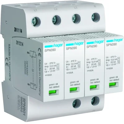 Überspannungsableiter SPD 4P MOV T1+T2, 12,5 kA, TN-S