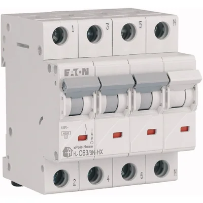 Überstromschutzschalter HN-C63/3N, 6 kA, In = 63 A, C-Charakteristik, 3+N-Pole. HN-Serie