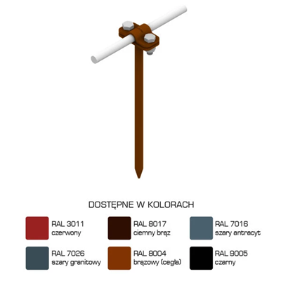 Uchwyt malowany na drut wbijany długość 210mm śruba
