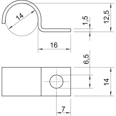 Uchwyt metalowy do kabli 14mm 1015 14 G
