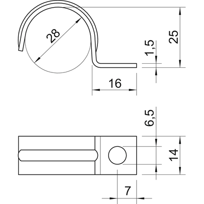 Uchwyt metalowy do kabli 28mm 1015 28 G (100szt.)